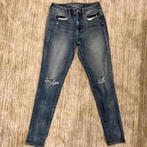 AE high waisted skinny ripped jeans